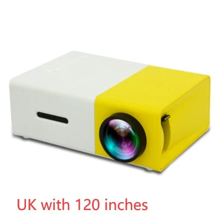 Compact 1080p HD home cinema projector with versatile connectivity and adjustable display settings