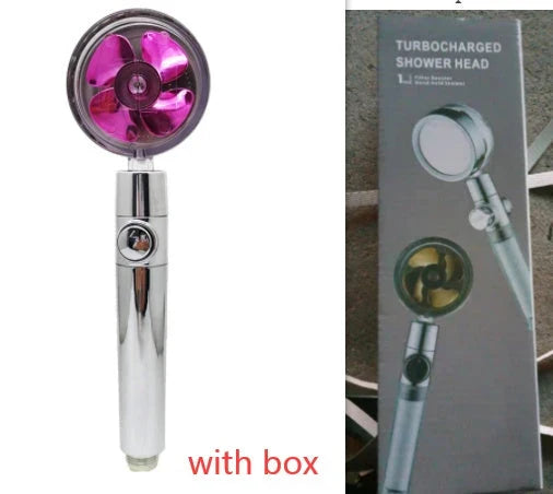 360° Rotating Shower Head with Built-In Fan - Premium ABS Plastic Construction, Water-Saving High-Pressure Spray