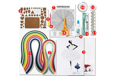 DIY Paper Craft Quill Art Kit with assorted colour paper strips and crafting tools