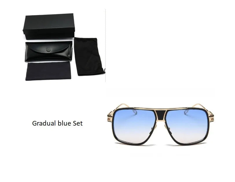 Men's square UV400 sunglasses with 59mm lens width, plastic and metal frame, goggle style