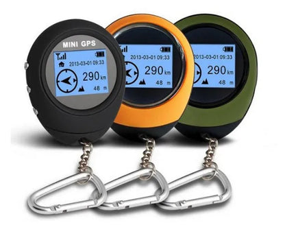 Mini handheld GPS locator 65x52x21mm matte finish USB lithium battery in green or orange