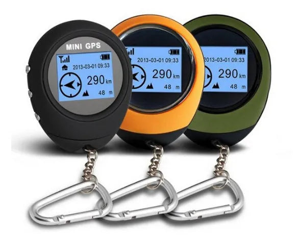 Mini GPS Multi-Function Locator Road Search Treasure Outdoor Climbing GPS Tracker Handheld Positioning Unit 65x52x21mm Matte Finish USB Lithium Battery Green Orange