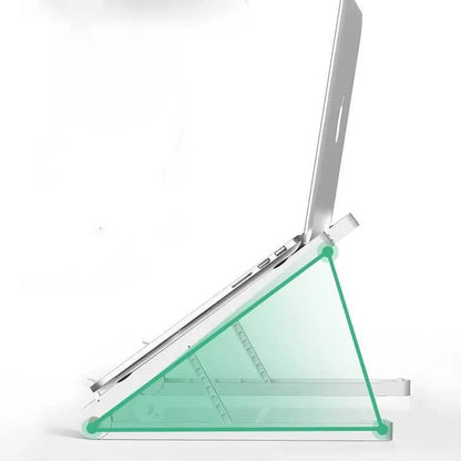 White folding laptop stand with aluminium alloy frame raised at 30mm height