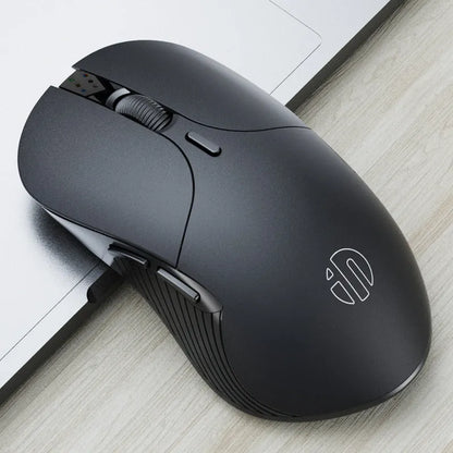 Black wireless voice mouse with six buttons showing dimensions of 123x35x65.5mm