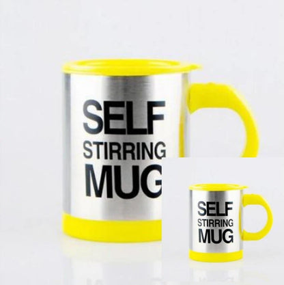 Self-stirring magnetic mug in stainless steel with food-grade PP plastic lid