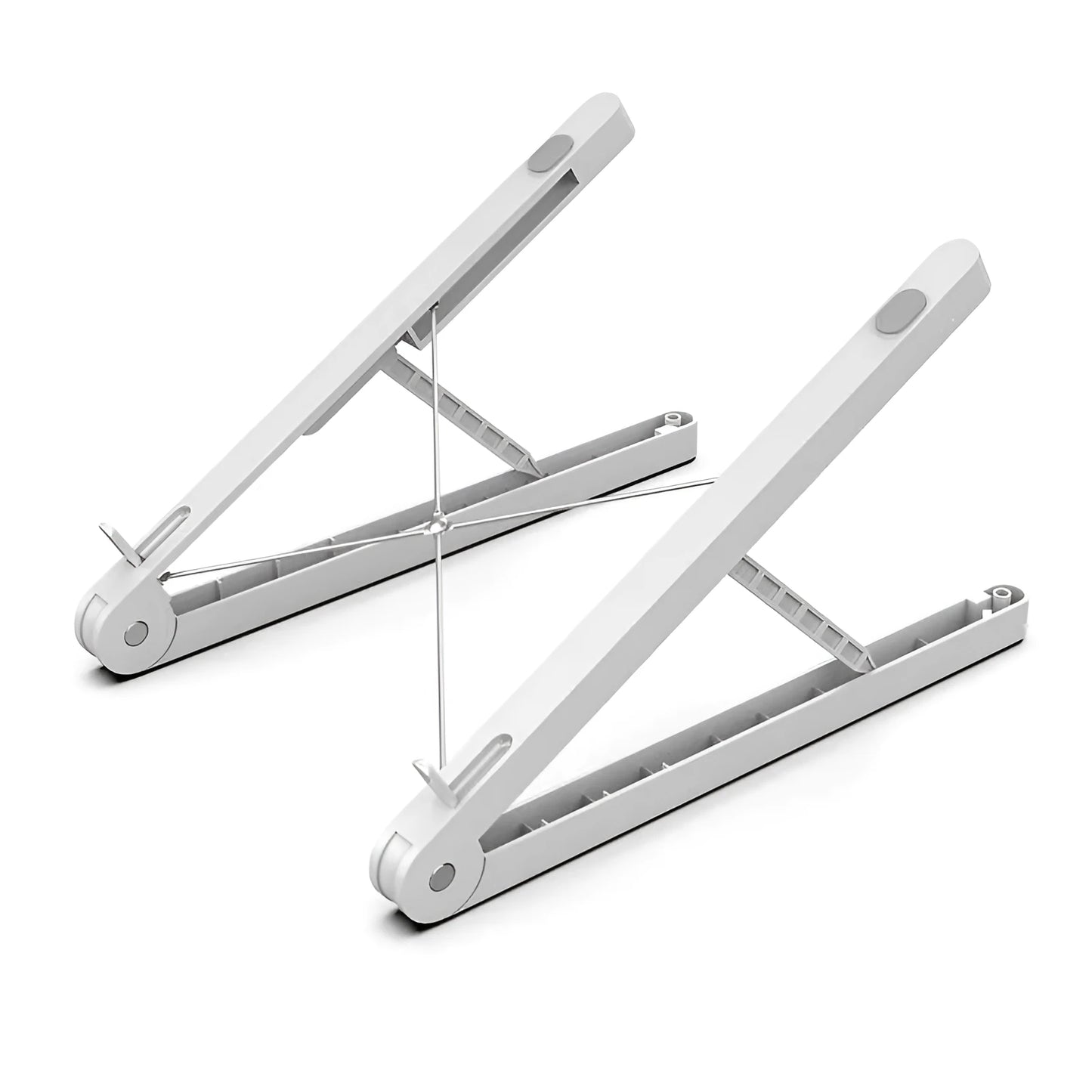 White folding laptop stand with aluminium alloy frame raised at 30mm height