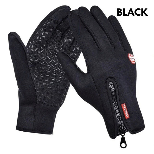 Pair of durable touchscreen-compatible winter riding gloves in various colors