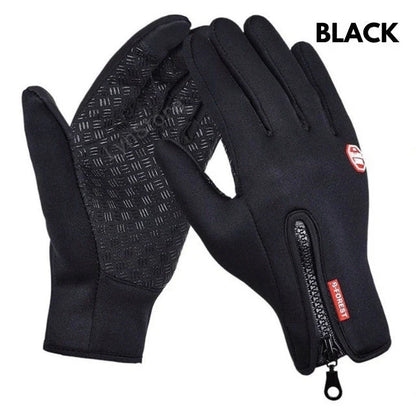 Pair of durable touchscreen-compatible winter riding gloves in various colors