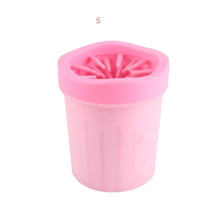 Silicone dog paw cleaning cup with soft bristles for easy and gentle paw washing