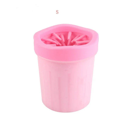 Silicone dog paw cleaning cup with soft bristles for easy and gentle paw washing