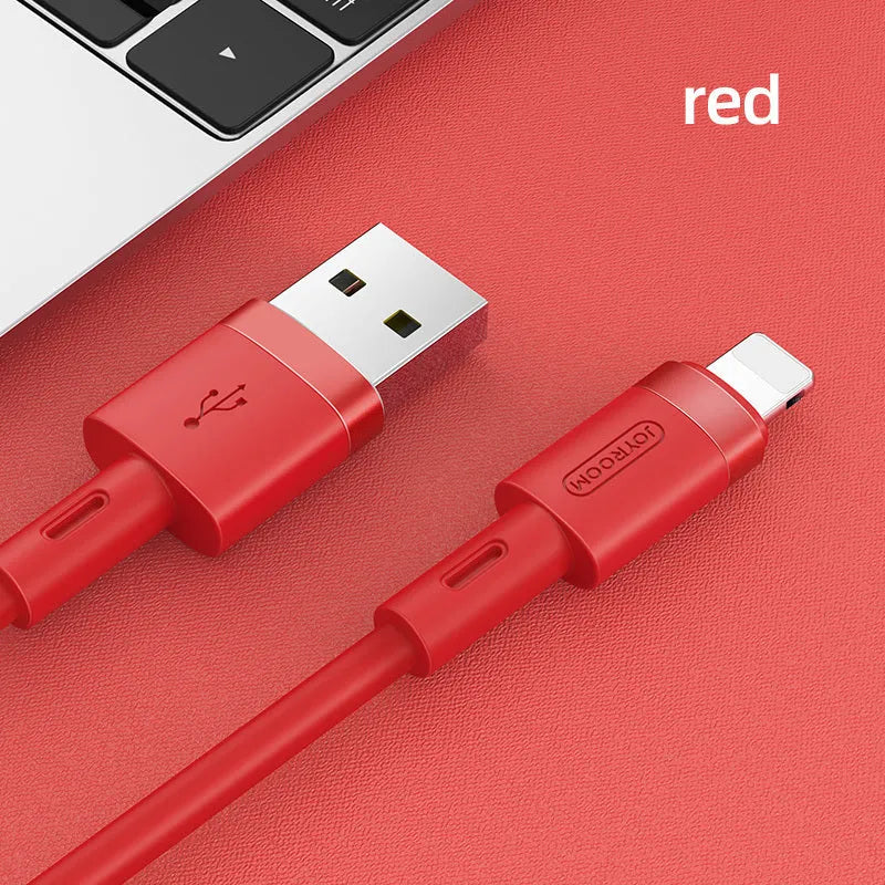 Type-C data charging cable with straight connector in multiple colours on a white background.