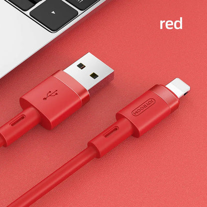 Type-C data charging cable with straight connector in multiple colours on a white background.