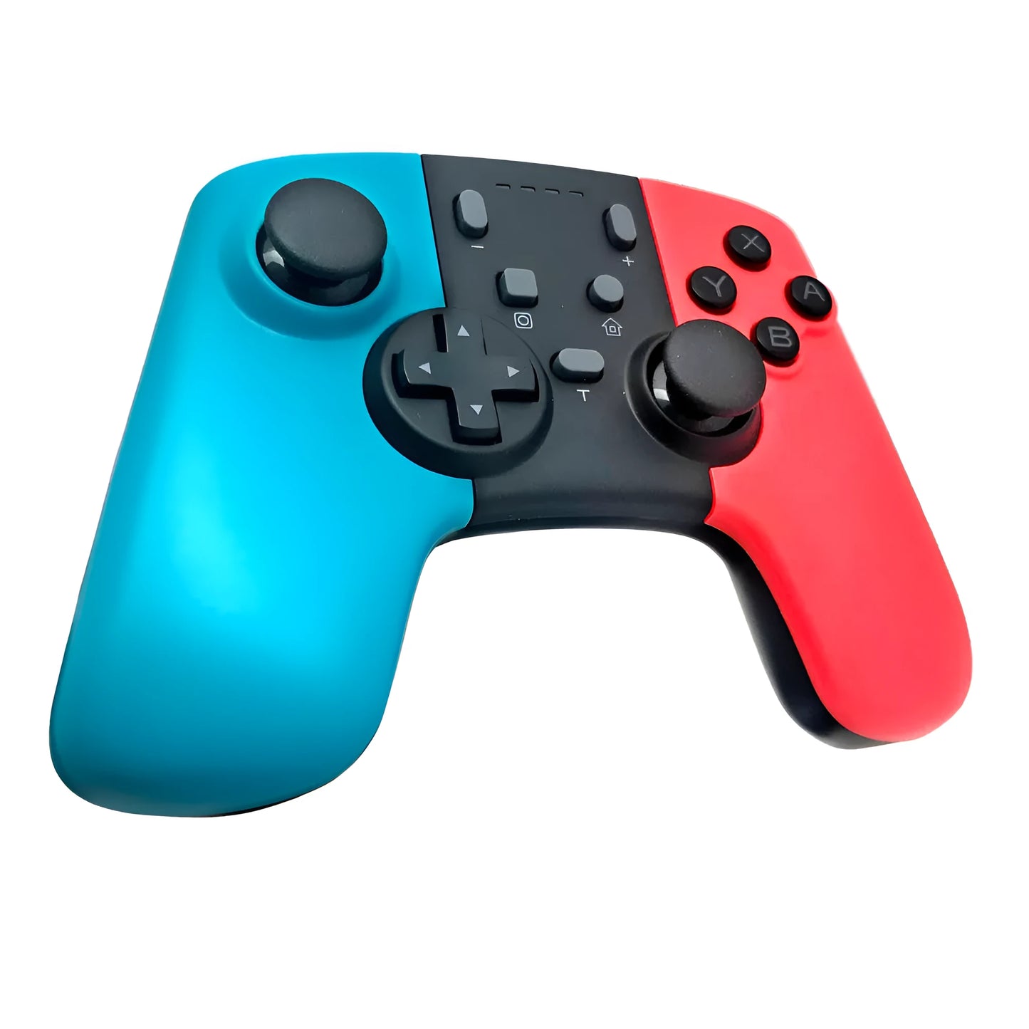 Wireless Nintendo Switch Pro controller in black, white, or blue with analogue sticks and action buttons.