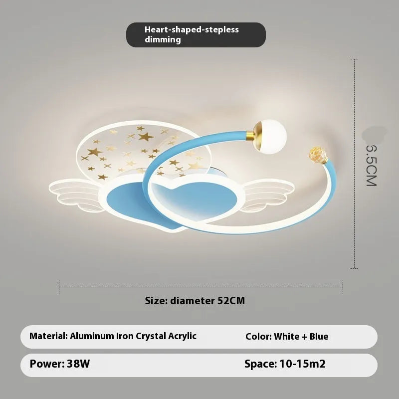 Children's bedroom ceiling lamp with moon star cloud design and adjustable LED lighting in blue colour option