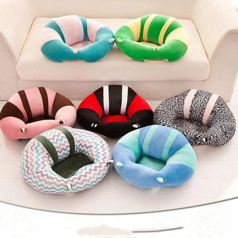 Baby Learning Seat Plush Toy Safety Dining Chair in various colors with cute animal design
