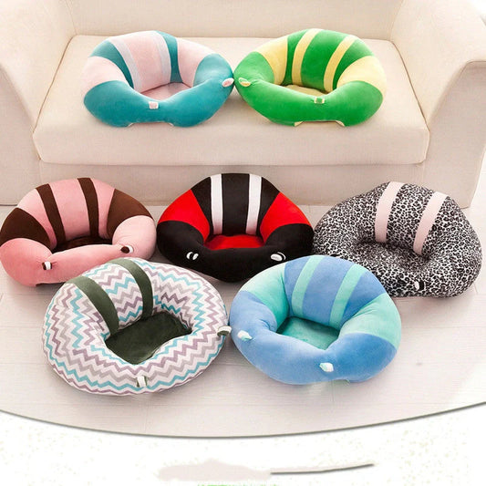 Baby Learning Seat Plush Toy Safety Dining Chair in various colors with cute animal design