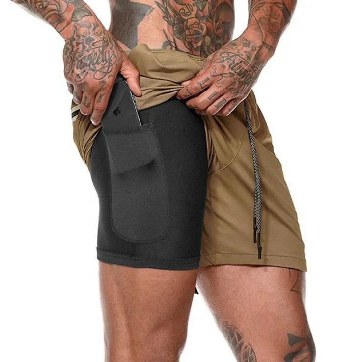 Premium compression shorts with pockets for men, perfect for gym and casual wear