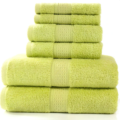 Pure cotton towel set showing bath towel, towel, and square towel in bamboo green colour
