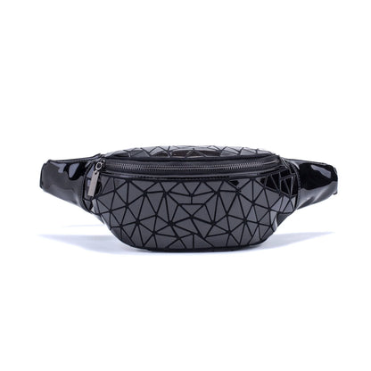 Stylish fanny pack with geometric design, available in multiple colors for hands-free, fashionable carry