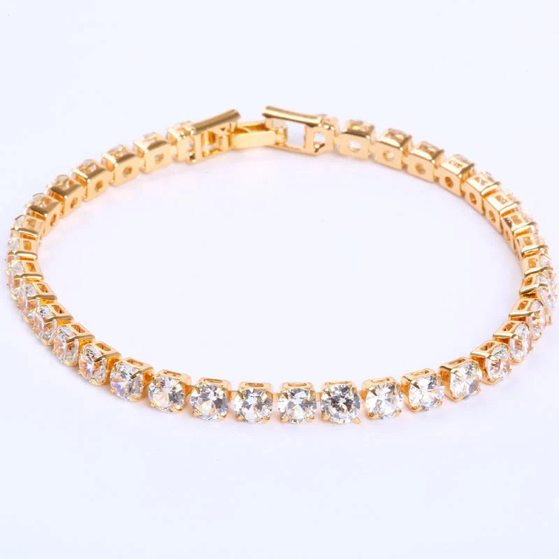 Cubic Zirconia Tennis Bracelet with AAA+ stones and copper box chain in various colours