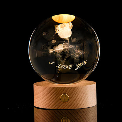 Luminous Galaxy Crystal Ball with 3D laser inner carving showing celestial patterns and gradient lighting