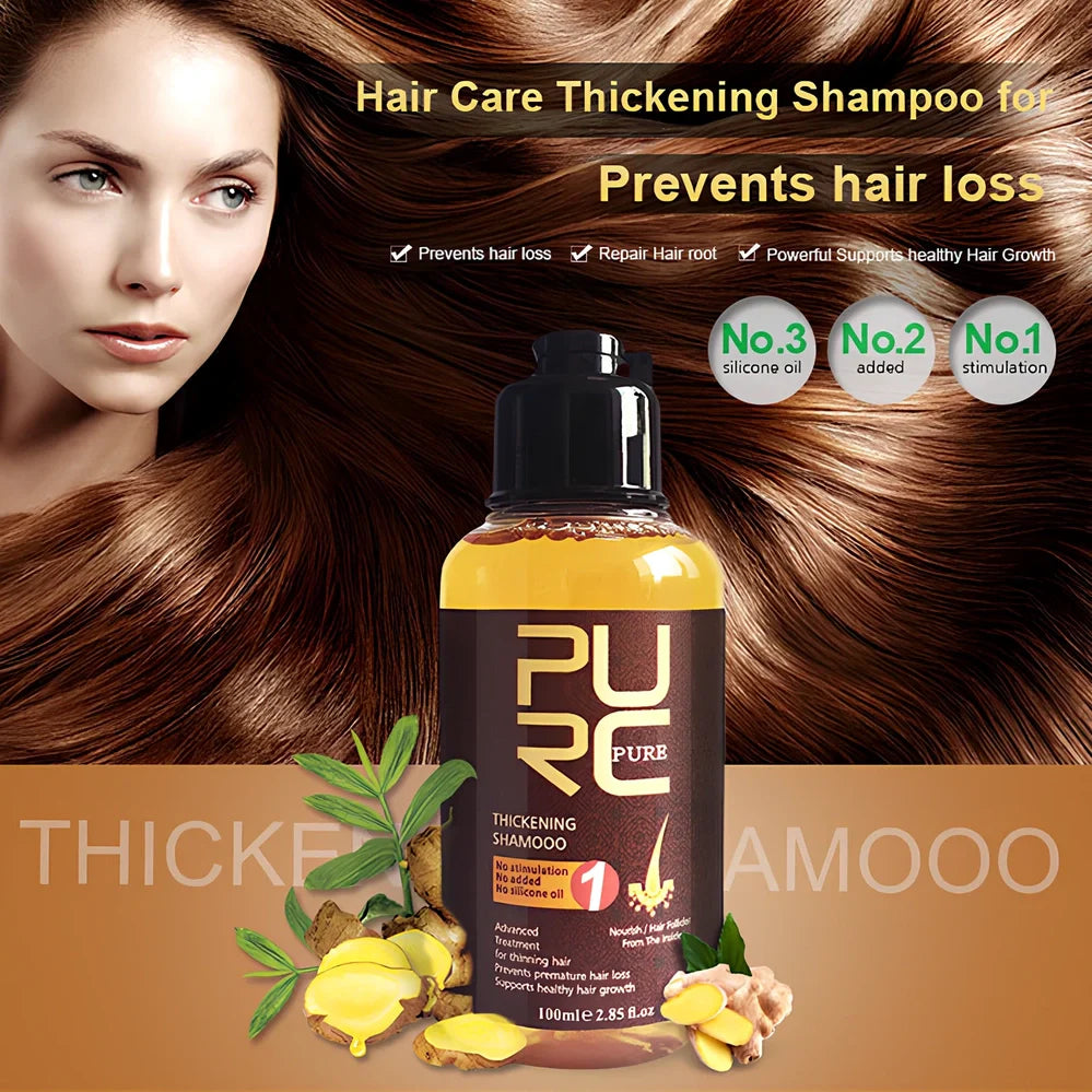 Herbal ginger hair regrowth shampoo bottle, 100ml with advanced formula to reduce shedding and promote growth