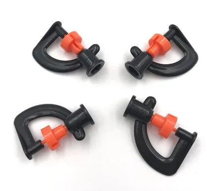 G-type micro sprinkler nozzle with orange rotating wheel for 360-degree garden irrigation, 4-5 metre spray diameter