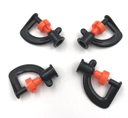 G-type micro sprinkler nozzle with orange rotating wheel for 360-degree garden irrigation, 4-5 metre spray diameter