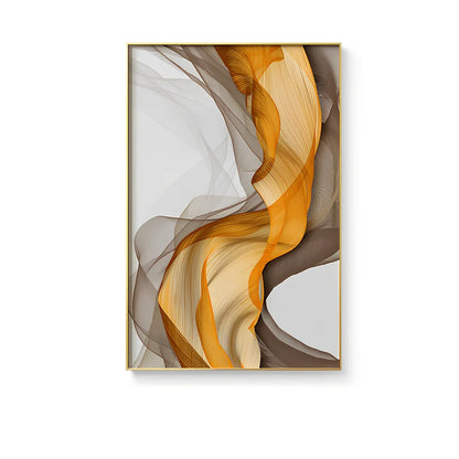 Three-piece abstract yellow and grey canvas painting on 12mm frame, 40x60cm size for modern home walls