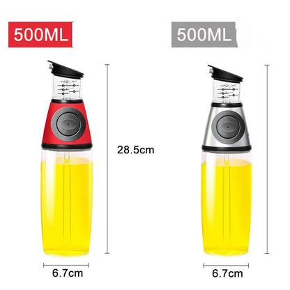 500ml clear glass oil bottle with 28.5cm height and square base for kitchen condiment storage
