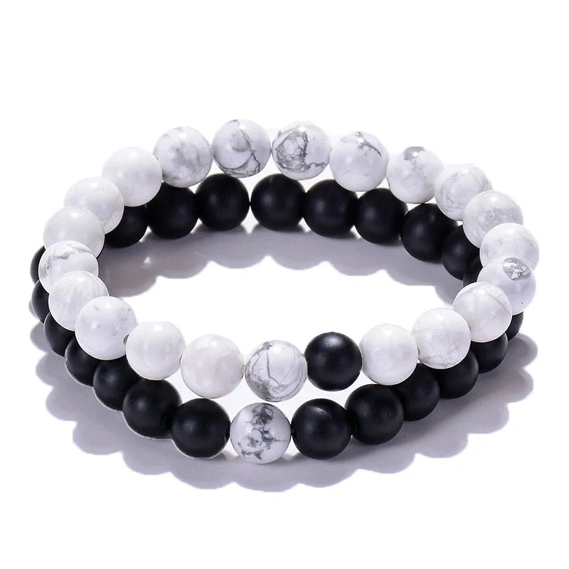 Stylish black matte green malachite elastic bracelets for women and men