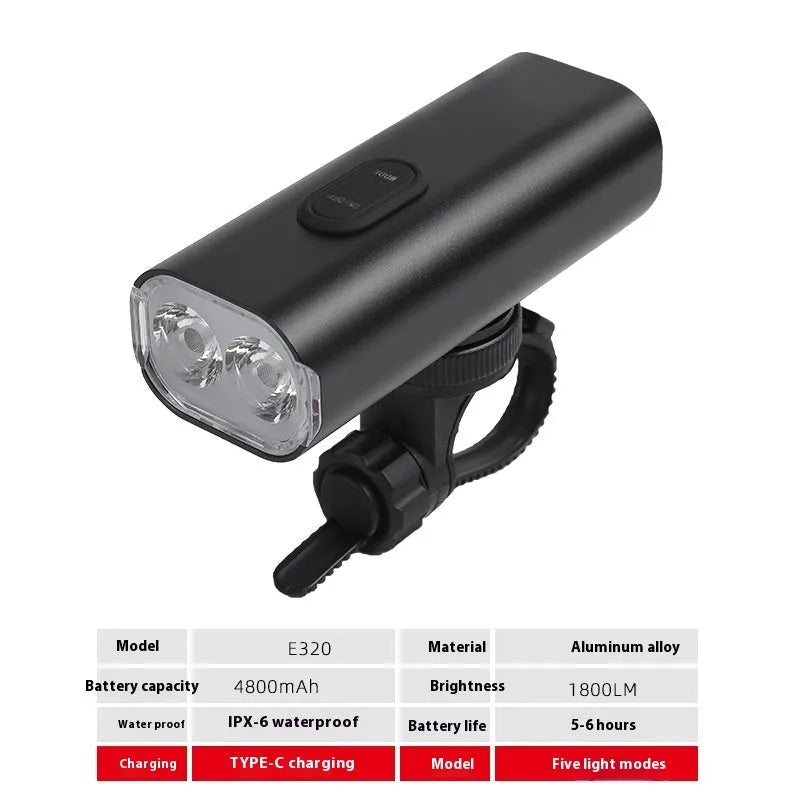 USB rechargeable bicycle headlight and taillight set with mounting bracket for night cycling safety