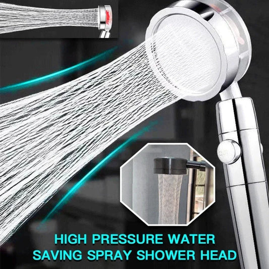 A high-pressure handheld shower head with a turbo-charged water flow and a cotton filter for a luxurious, spa-like bathing experience.