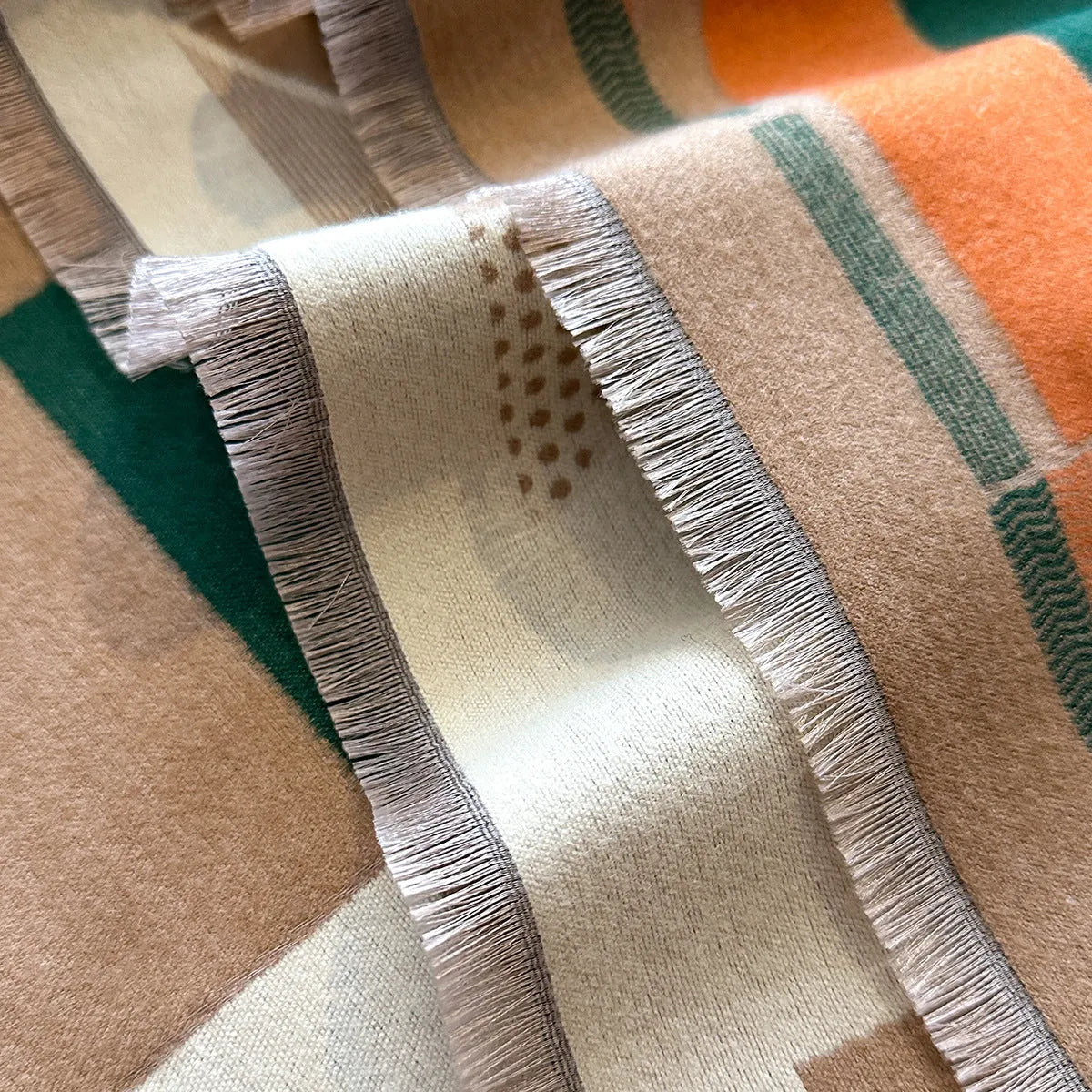 Mid-length 185cm polyester imitation cashmere scarf in eight autumn colours