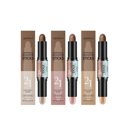 Dual-ended 2-in-1 brow highlighter and repair pen in natural light brown.