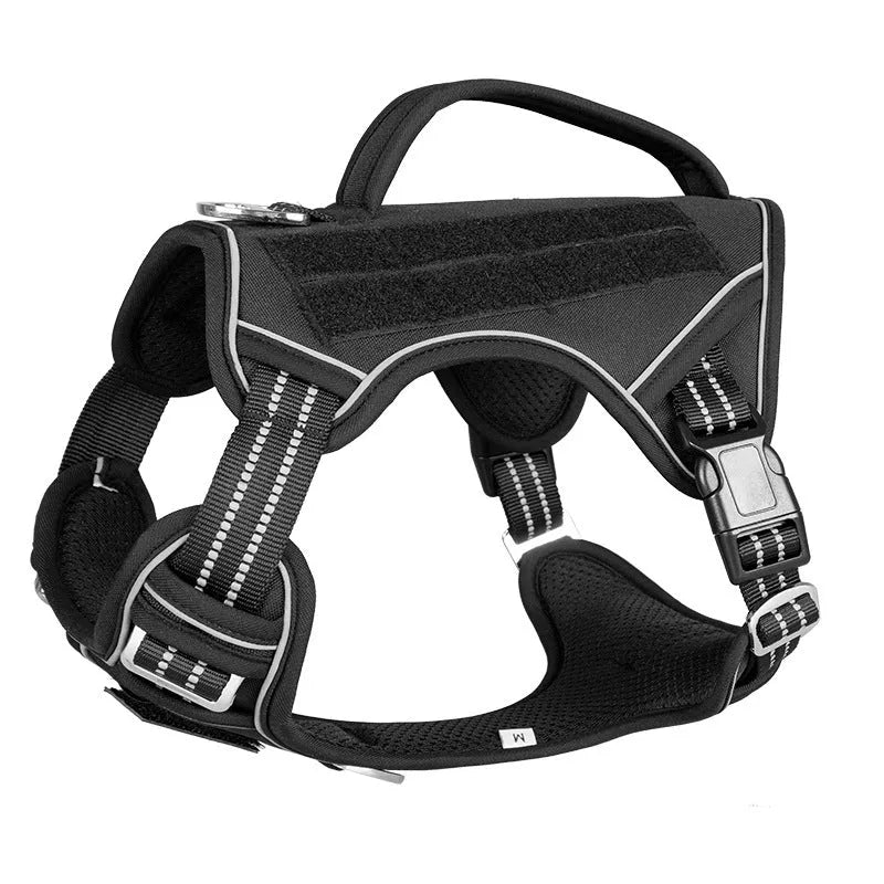 Tactical dog chest strap harness for search and rescue working dogs in Oxford cloth with adjustable sizing