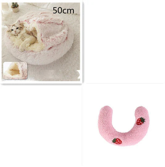 Cozy All-in-One Pet Bed in various colors and sizes, providing a plush and comfortable retreat for cats and dogs