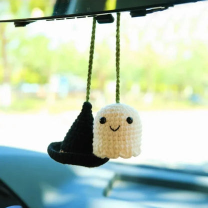 Plush hand-woven car hanging ornament with Halloween cartoon character design