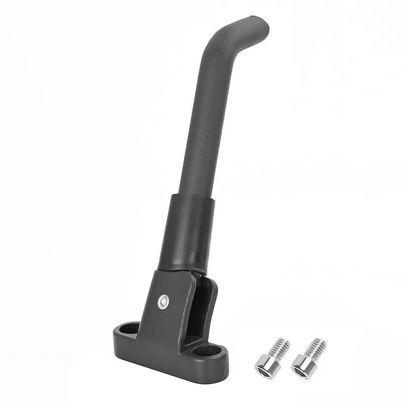 Aluminium electric scooter foot brace accessory in black, white and grey colours with mounting screws