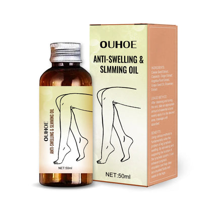 50ml bottle of essential oil for body moisturization and leg massage with botanical extracts