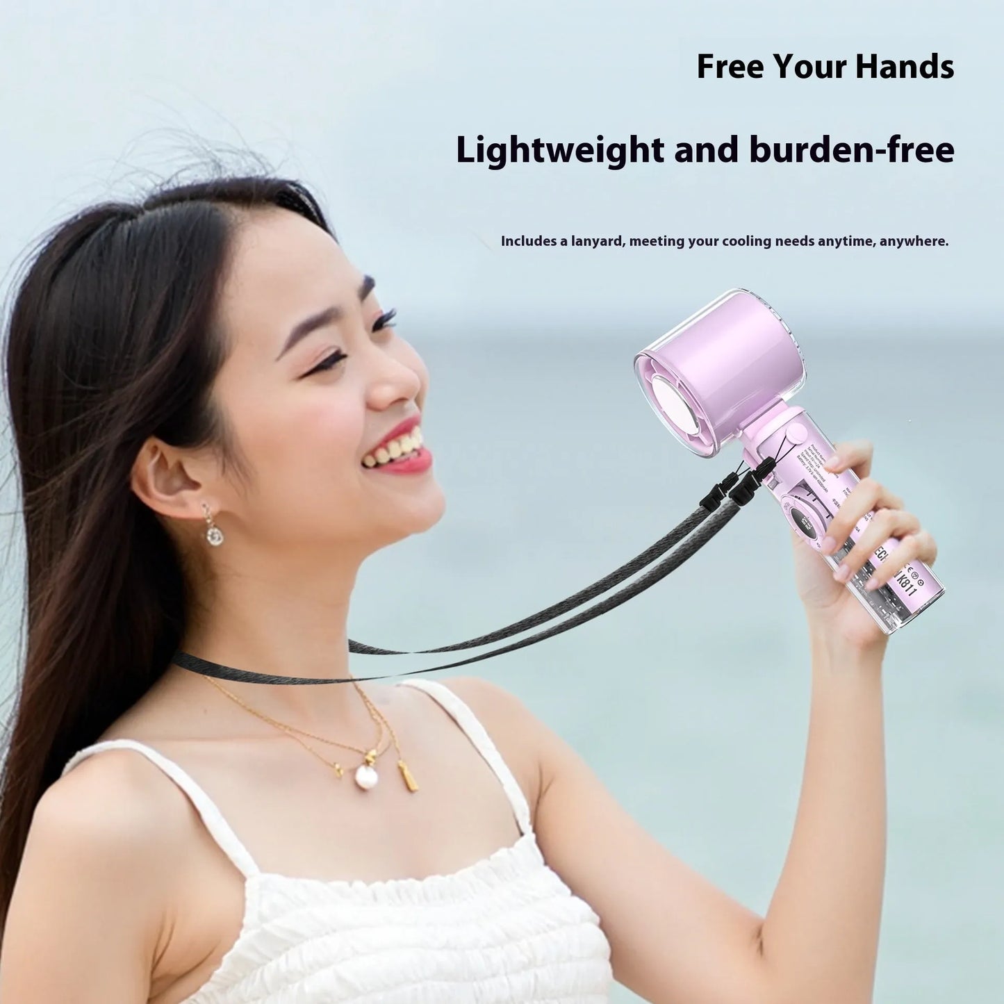Personality Ice Compress Small Handheld Fan in black, pink, purple or white with ice pack slot and flashlight