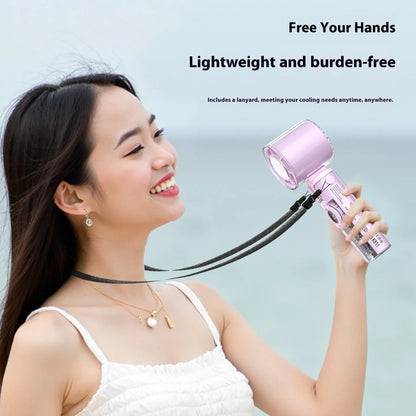 Personality Ice Compress Small Handheld Fan in black, pink, purple or white with ice pack slot and flashlight