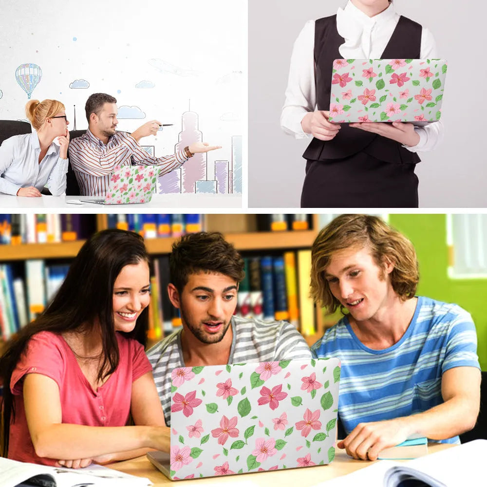 Plastic laptop protective shell with floral pattern for MacBook Air 11 inch and MacBook Pro 12 inch retina.