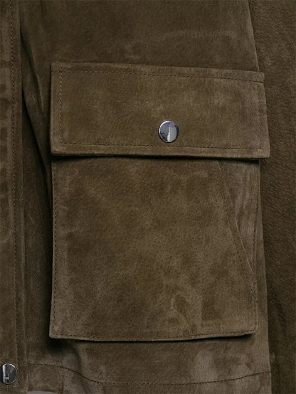 Women's black PU leather-look casual jacket with a relaxed fit, shown on a model.