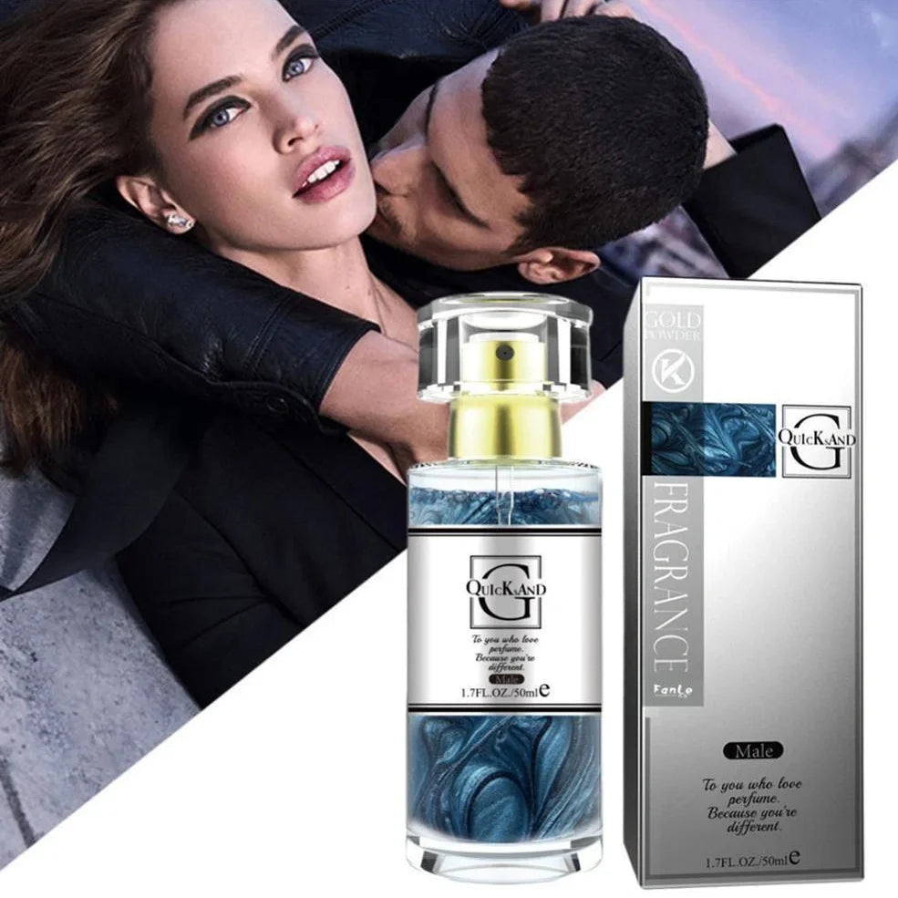Pheromone perfume bottle with 18-25% floral fragrance concentration in men's and women's formulations