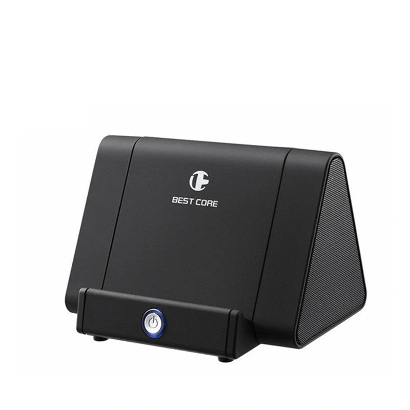 Compact portable subwoofer with automatic induction sound in pink, white, blue, and black