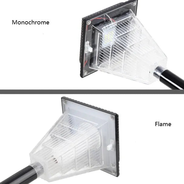 Solar-powered outdoor garden light with LED array, shown in green colour option, suitable for pathways and patios.