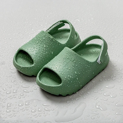 Children's summer non-slip sandals with Velcro closure in dark green and black