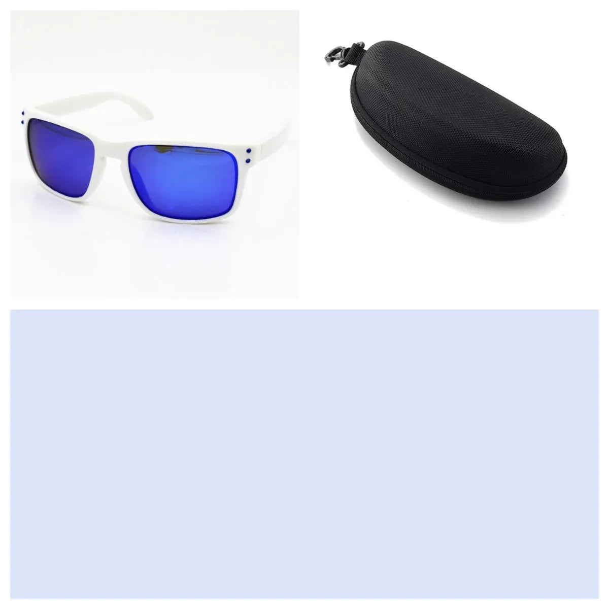 Men's sports sunglasses with polarised lenses in multiple colour options including blue, green, and grey plastic frames