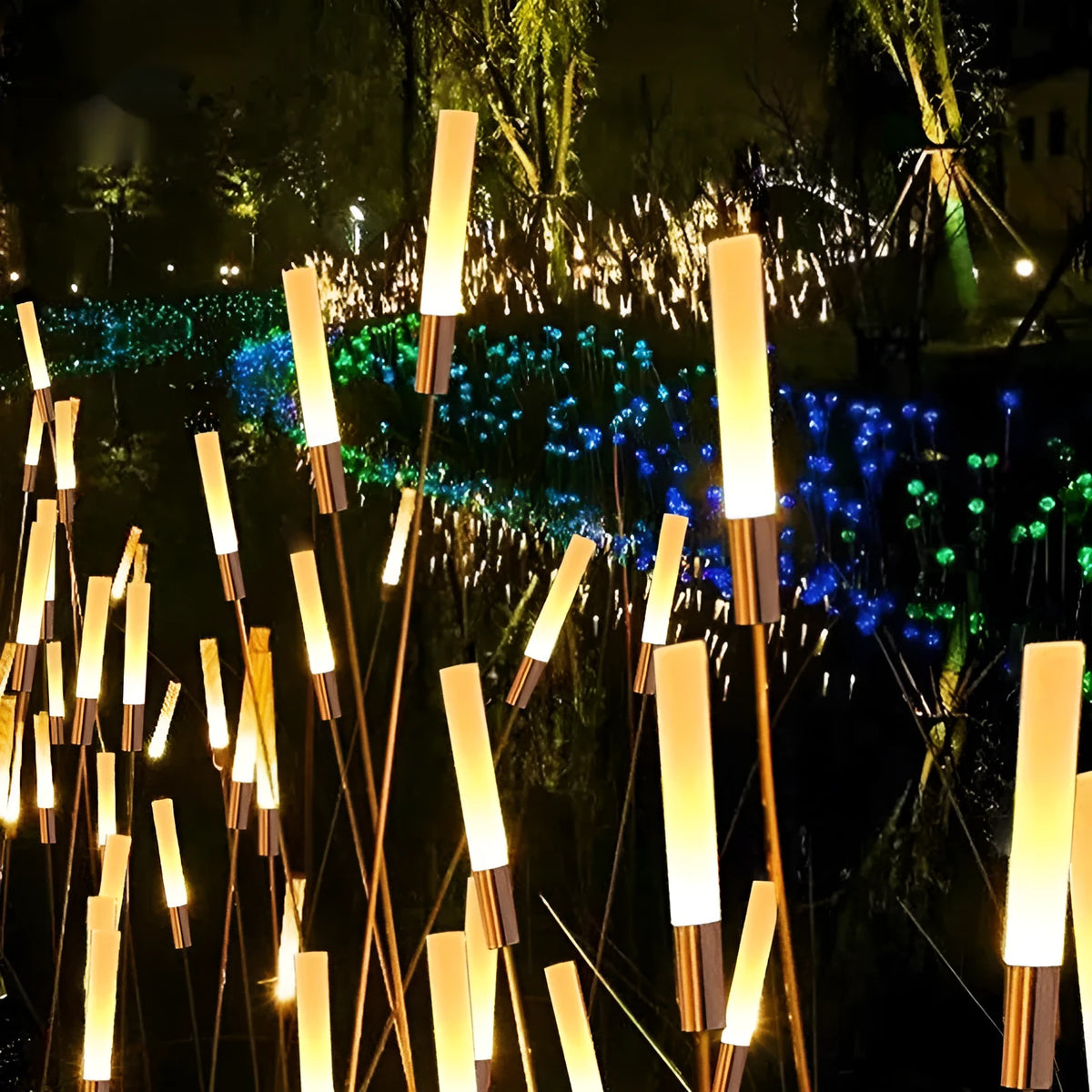 Solar or power outdoor LED lawn lamp in 650mm to 1400mm sizes with acrylic hardware and wheat lamp option